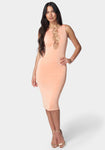 Sleeveless Hidden Back Zipper Cutout Bodycon Dress/Midi Dress