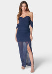 Sophisticated Mesh Semi Sheer Off the Shoulder Dress