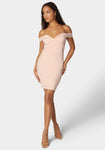 Cold Shoulder Sleeves Off the Shoulder Hidden Back Zipper Bodycon Dress/Party Dress