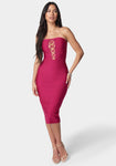 Strapless Lace-Up Bandage Dress by Bebe