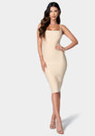 Cocktail Square Neck Hidden Back Zipper Bandage Dress/Midi Dress