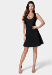 A-line V-neck Vintage Back Zipper Fitted Fit-and-Flare Bandage Dress