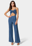 Cutout Ruched Back Zipper Spaghetti Strap Jumpsuit