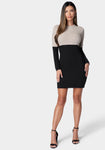 Sweater Two-Toned Print Dress by Bebe