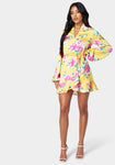 V-neck Floral Print Flowy Wrap Dress by Bebe