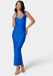 Slit Sweetheart Floor Length Bandage Dress