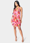General Print Polyester Shift Party Dress With Ruffles