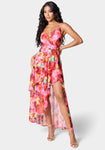 General Print Wrap Polyester Beach Dress/Maxi Dress With Ruffles