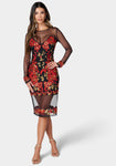 Sophisticated Embroidered Mesh Midi Dress