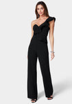 Sophisticated One Shoulder Asymmetric Jumpsuit With Ruffles