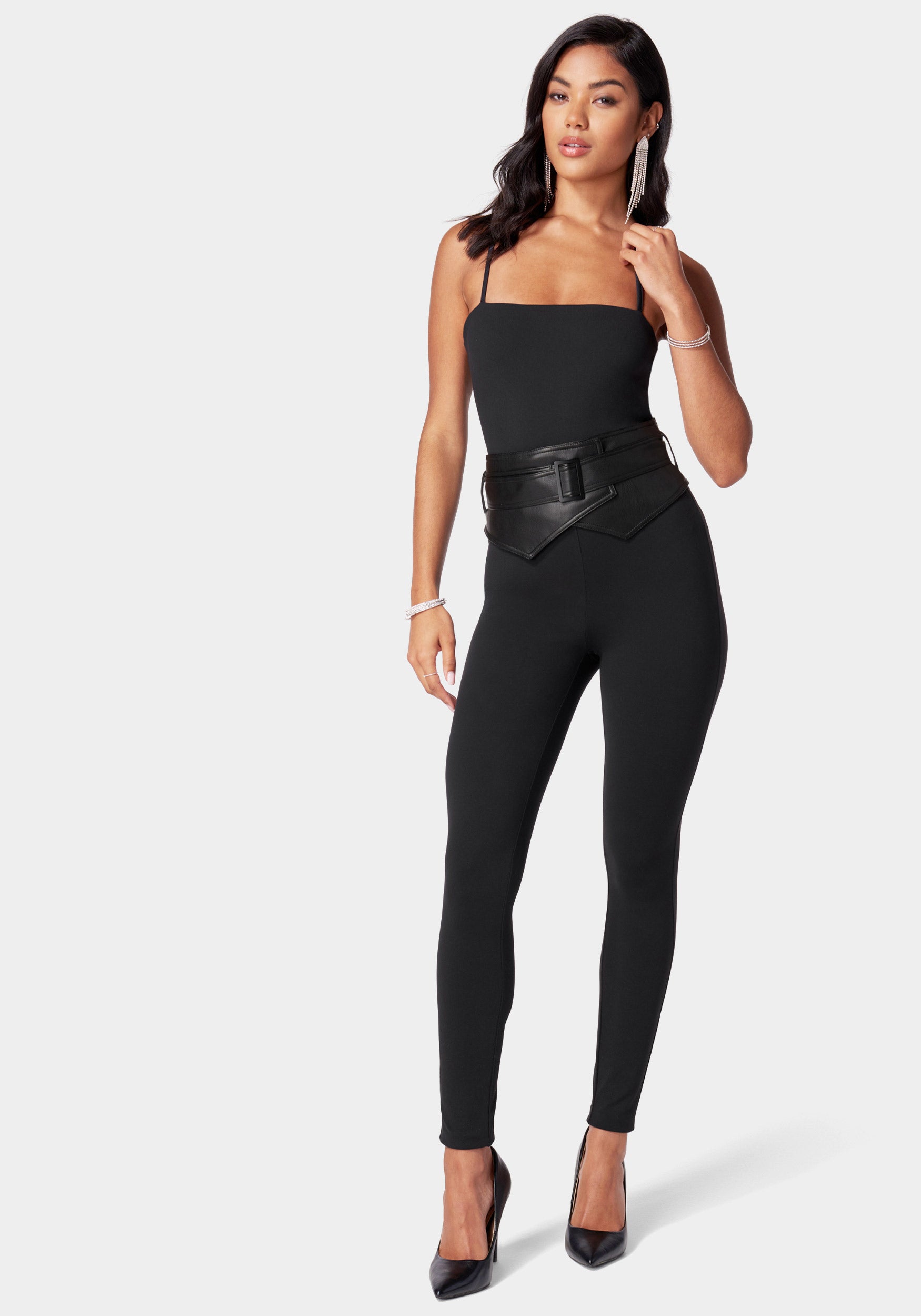 High Waist Embossed Vegan Leather Legging