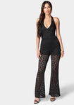 Sexy Short Halter Backless Sheer Jumpsuit