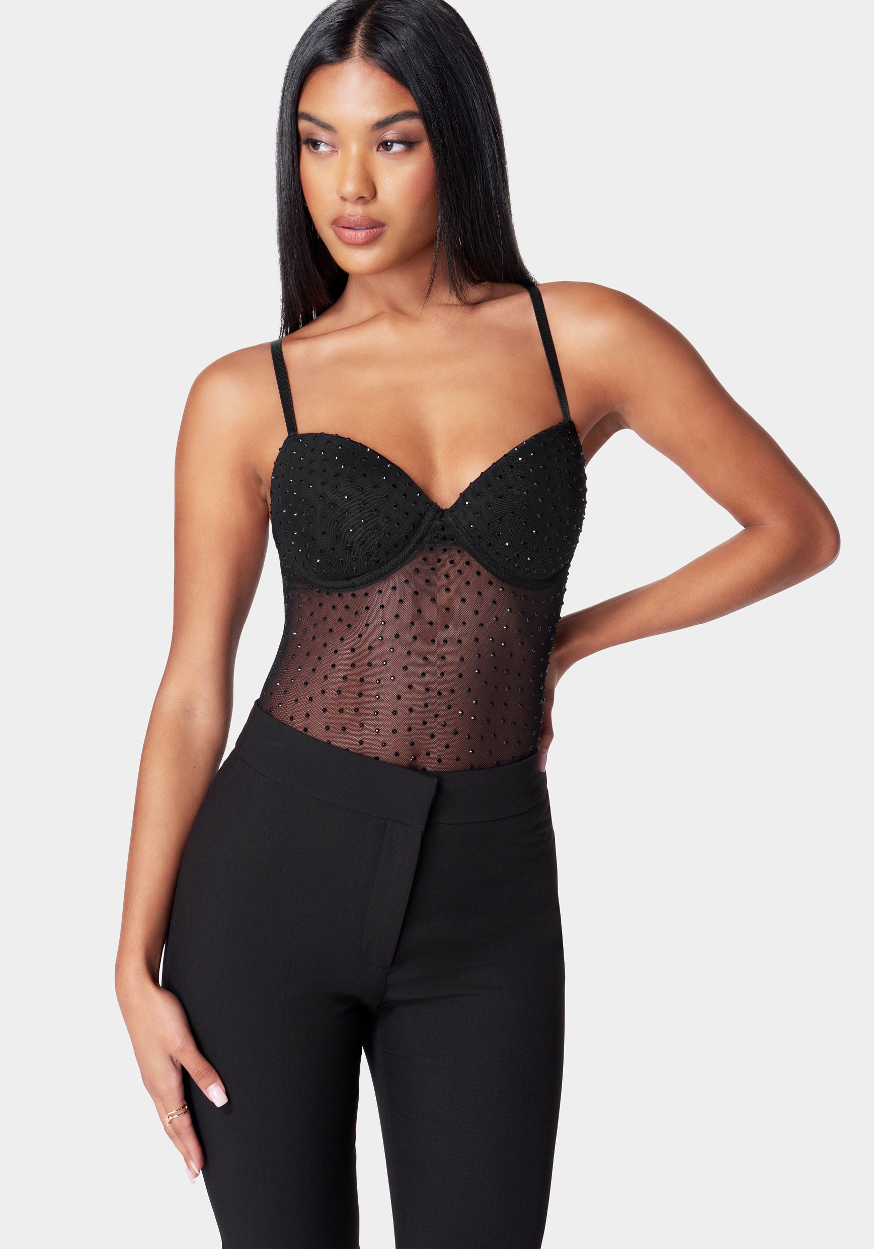 Buy MOCK NECK CUT-OUT BLACK LACY MESH BODYSUIT for Women Online in