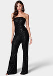 Strapless Elasticized Waistline Sequined Jumpsuit