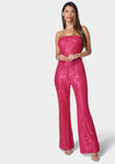 Strapless Sequined Elasticized Waistline Jumpsuit