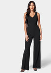 Sophisticated V-neck Fitted Evening Dress/Jumpsuit