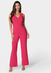 Sophisticated V-neck Fitted Evening Dress/Jumpsuit