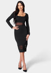 Sophisticated Mesh Square Neck Evening Dress