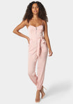 Corset Waistline Self Tie Polyester Jumpsuit