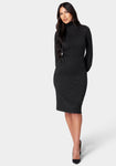 Sophisticated Turtleneck Gathered Sweater Dress by Bebe
