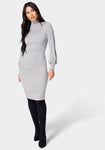 Sophisticated Sweater Turtleneck Gathered Dress by Bebe