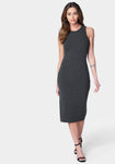 High-Neck Ribbed Dress by Bebe