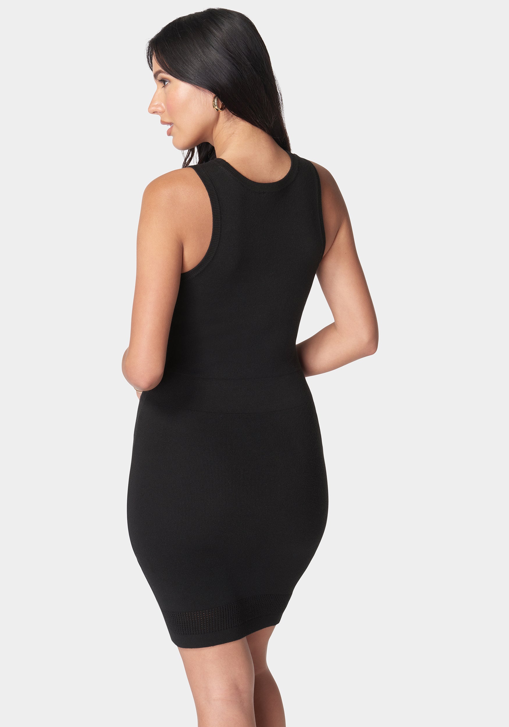Shop Bebe Rib Knit Sleeveless Short Dress In Black