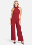 Hidden Back Zipper Cutout Halter Jumpsuit