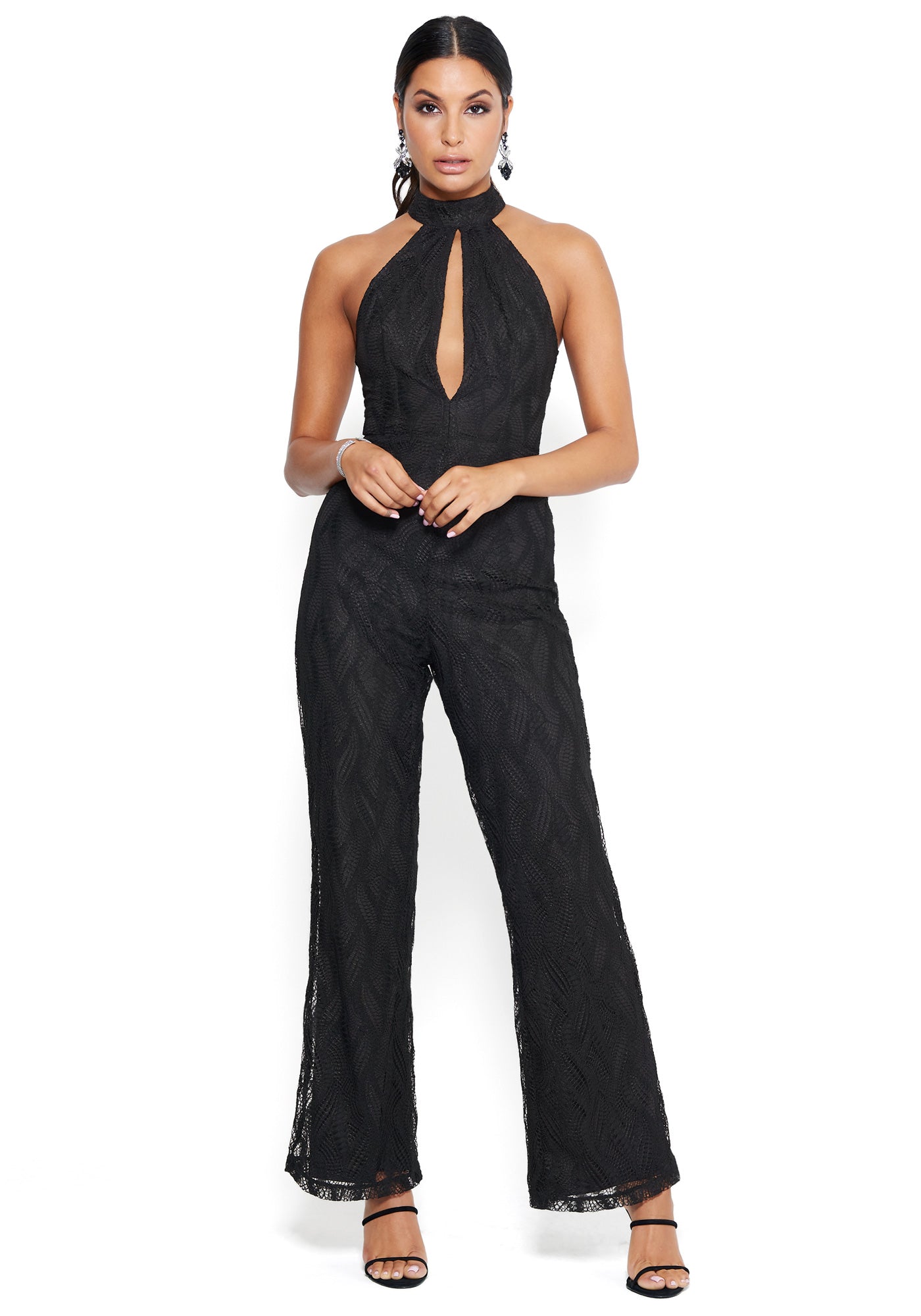 Embroidered Lace Jumpsuit | bebe