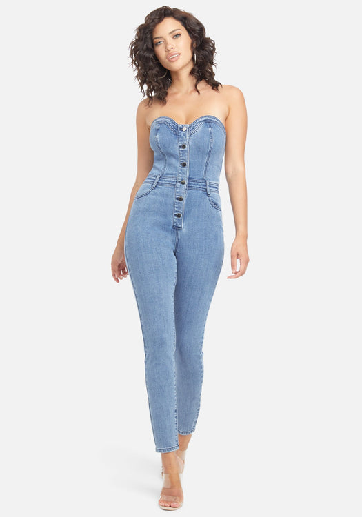 Norm verkoudheid Daar Sweetheart Denim Skinny Jumpsuit | bebe