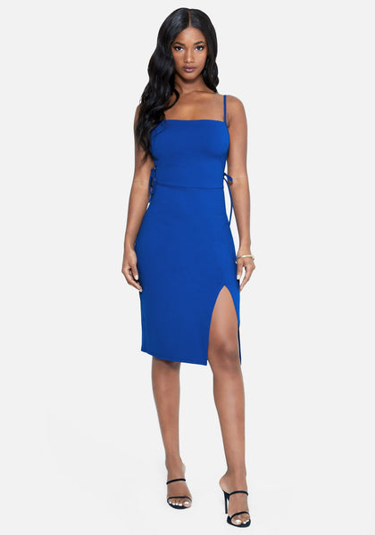 Side Lace Up Slit Dress | bebe