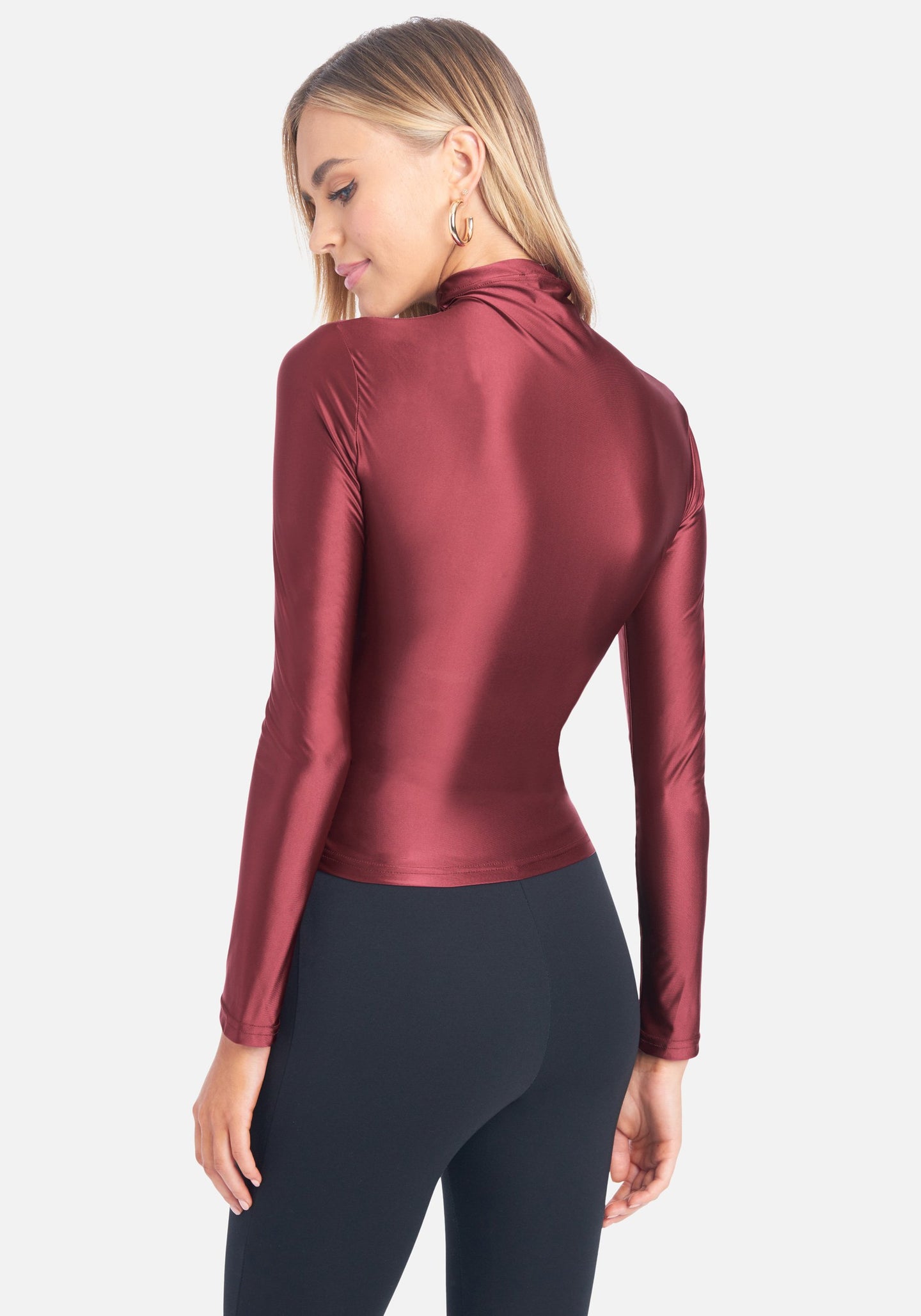 Long Sleeve Shiny Knit Top | bebe