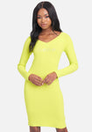 V-neck Fitted Crystal Spring Long Sleeves Dress