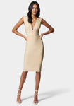 V-neck Stretchy Plunging Neck Bandage Dress/Midi Dress