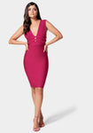 V-neck Plunging Neck Stretchy Bandage Dress/Midi Dress