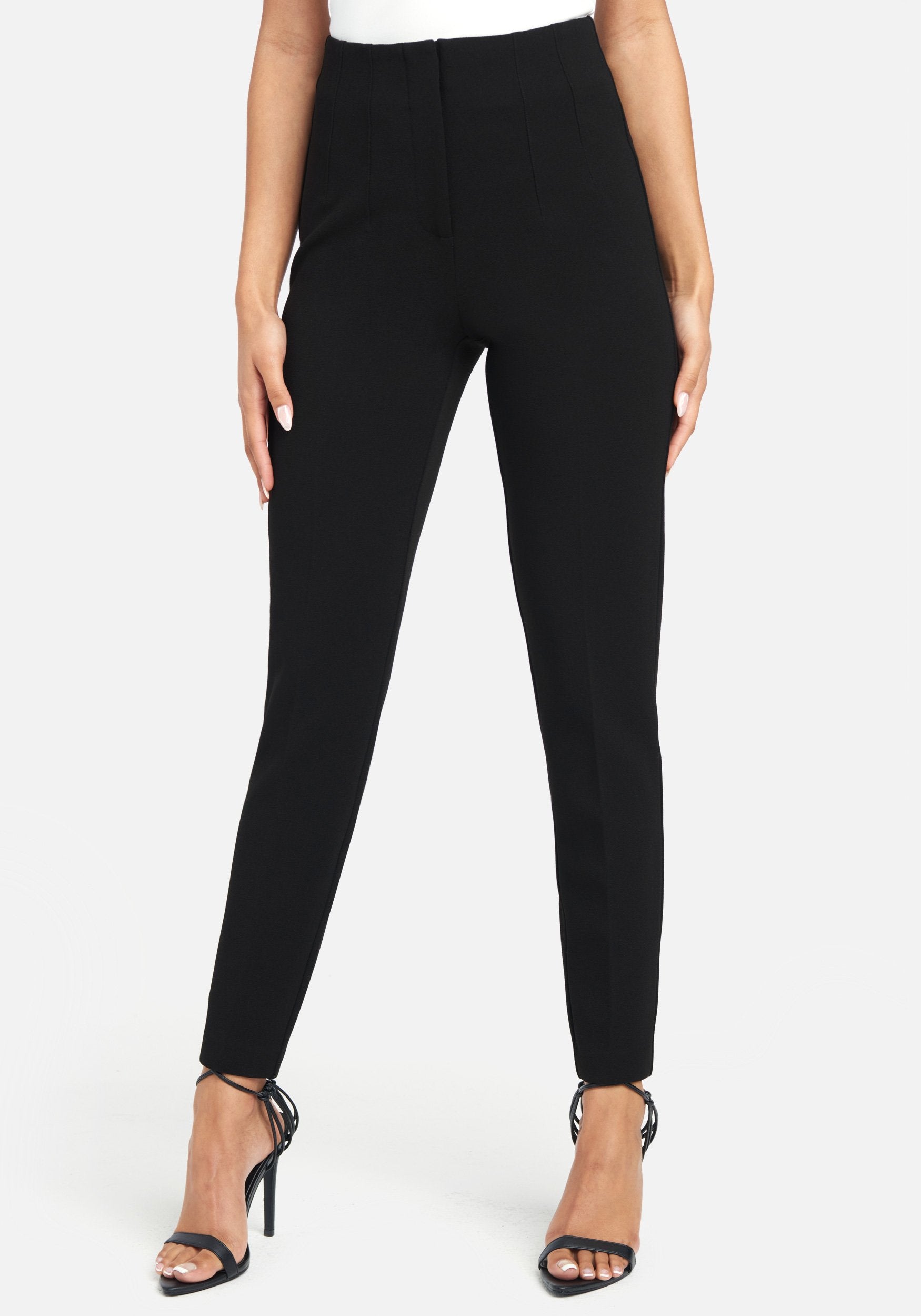 Bebe Women's Stretch Twill Straight Leg Pant, Size Large in Black Spandex