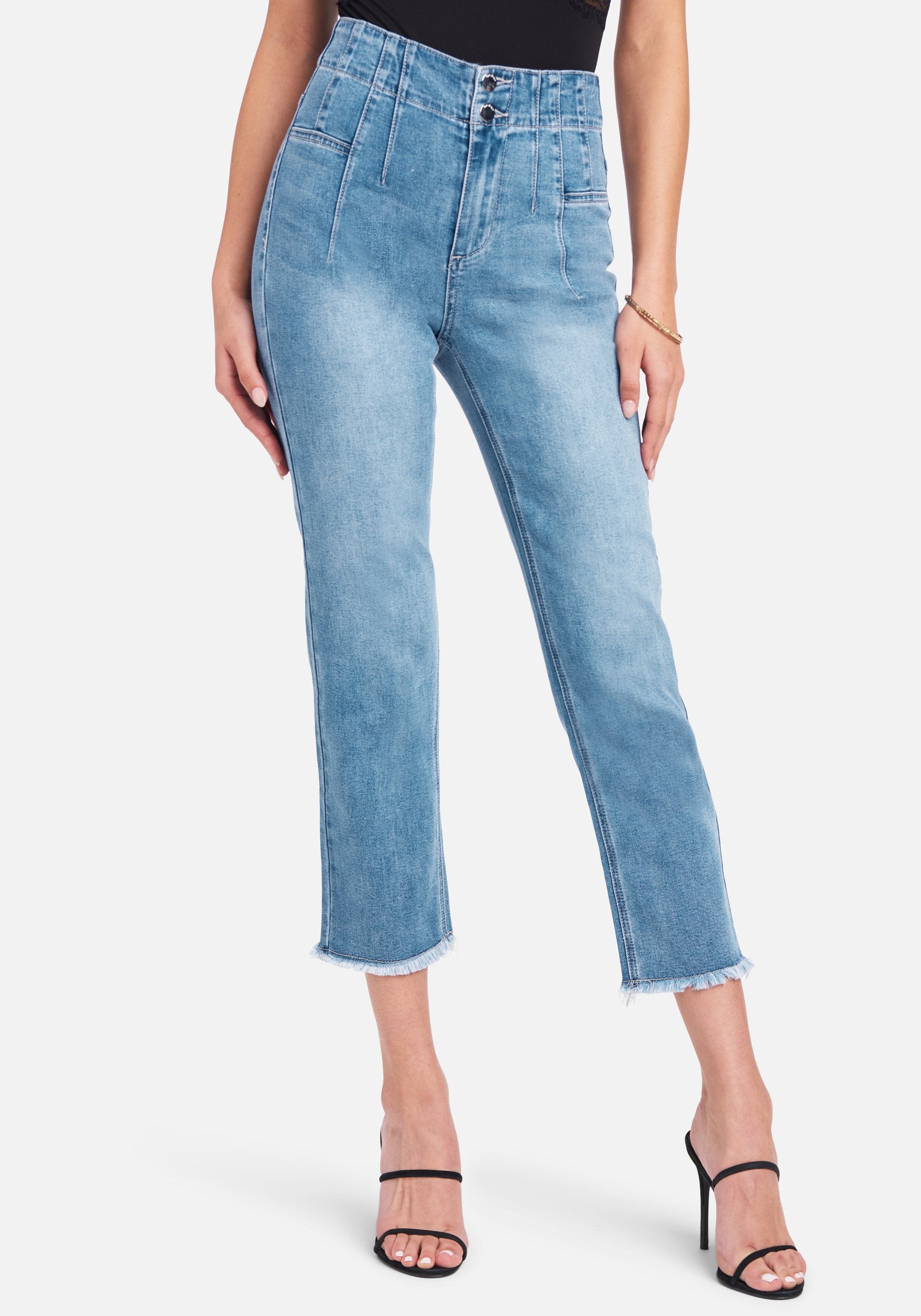  Accessories > Jewelry > Bracelets-High Rise Front Pleating Straight Leg Jeans