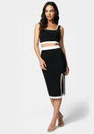 Sweater Ribbed Slit Elasticized Waistline Dress