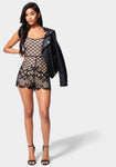 Back Zipper Mesh Romper