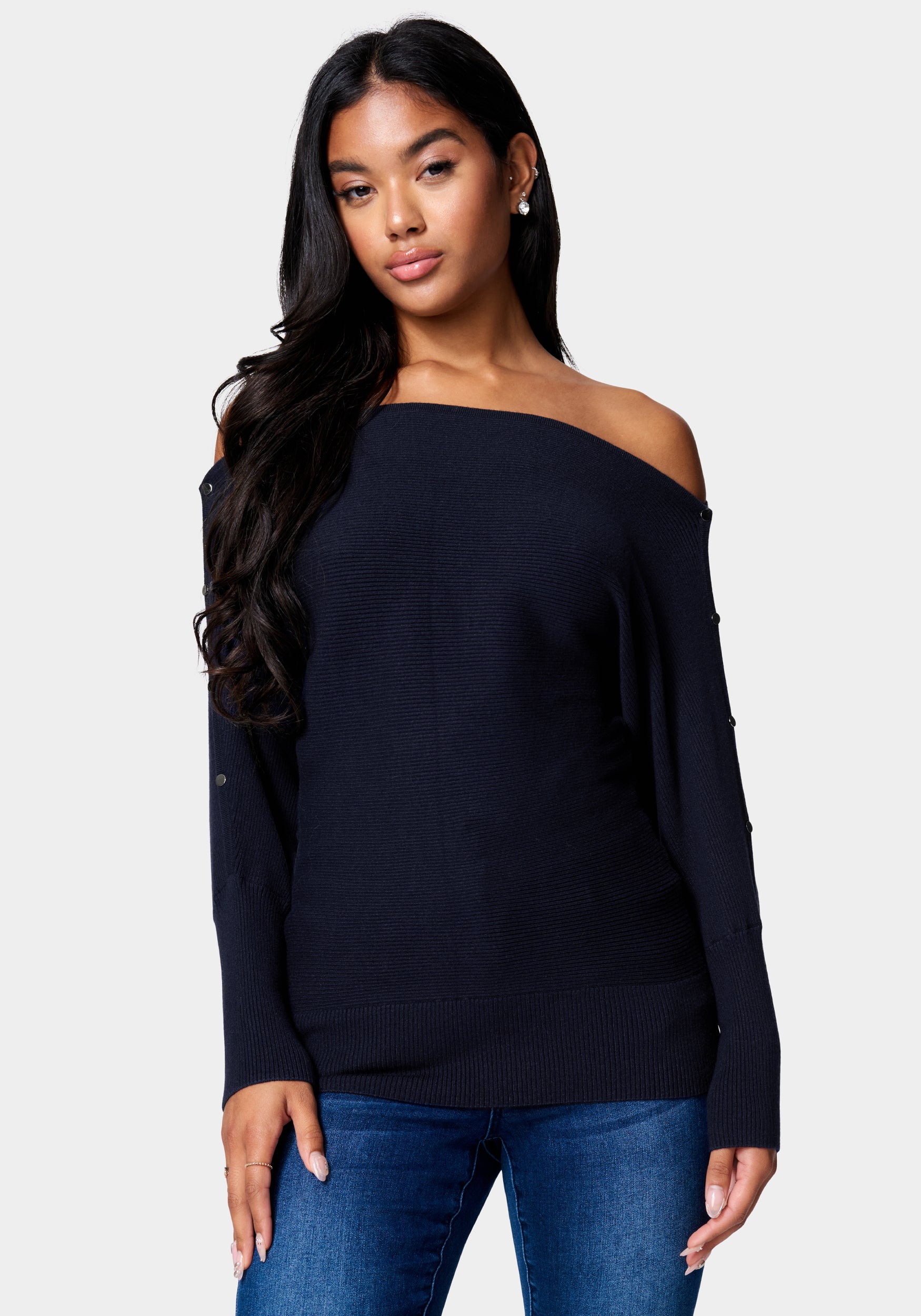  -Off The Shoulder Tunic Sweater