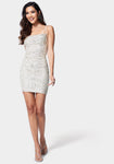 Sequined Polyester Cowl Neck Short Party Dress