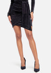 Asymmetric Side Cascade Velour Skirt