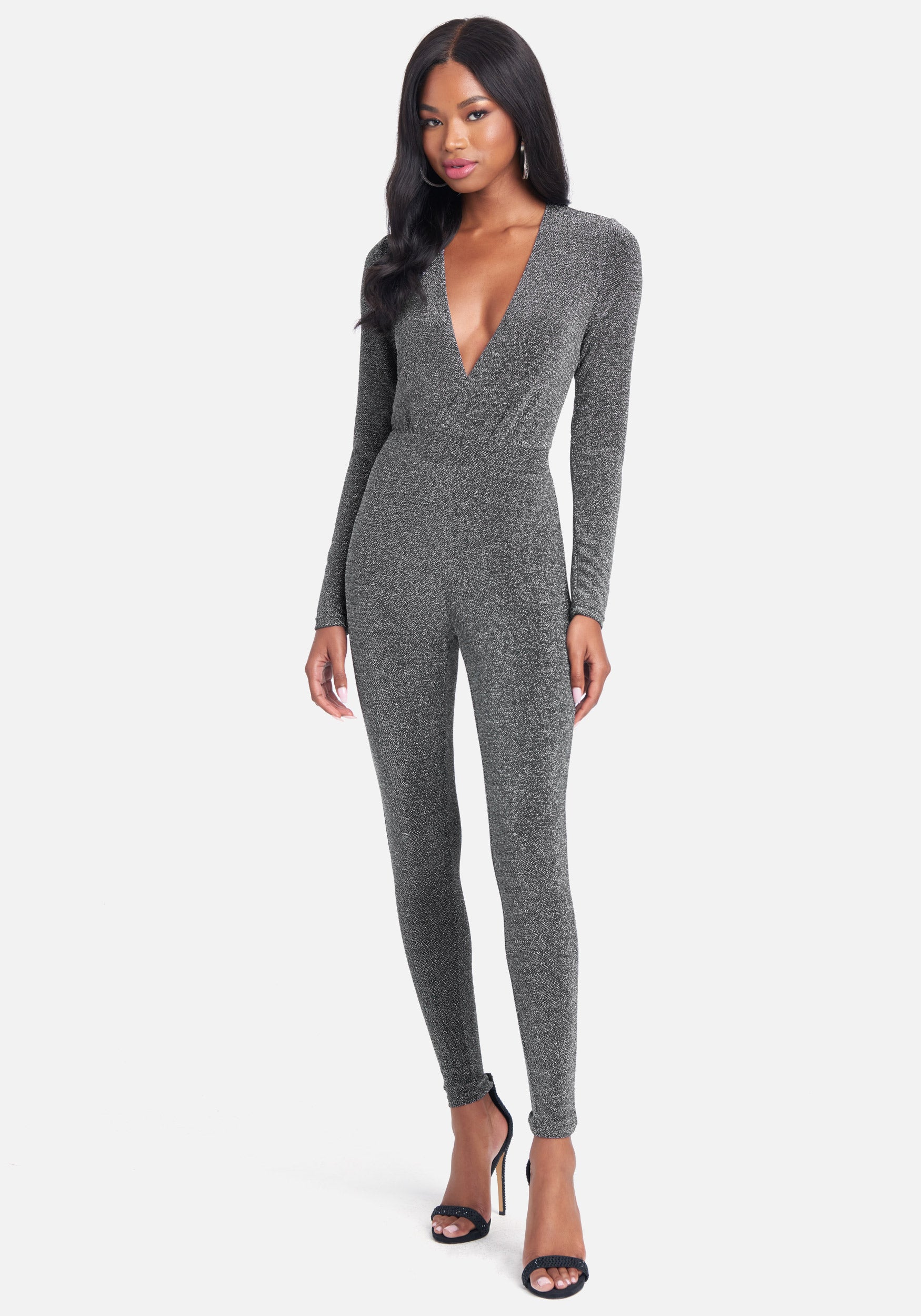 Plunge Neck Sparkle Catsuit