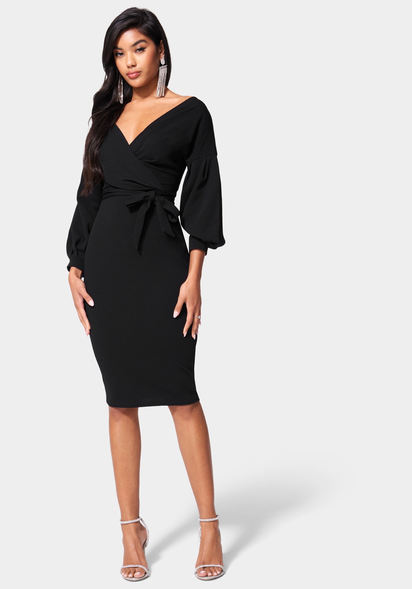  Accessories > Jewelry > Bracelets-Off Shoulder Puff Sleeve Pencil Dress