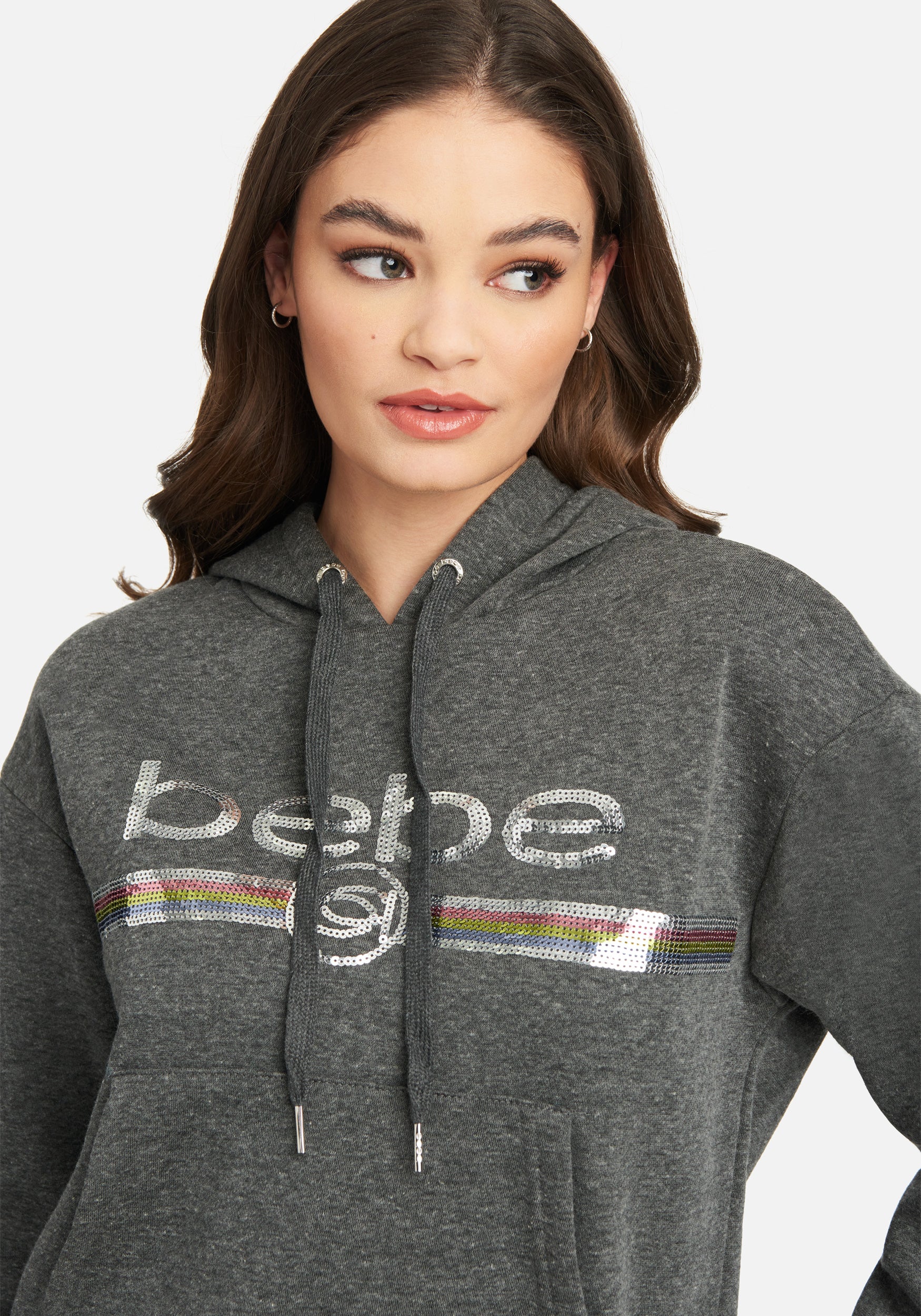  -Bebe Sport Sequin Stripe Pullover