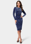 High-Neck Long Sleeves Bodycon Dress/Midi Dress