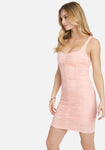 Ruched Square Neck Party Dress