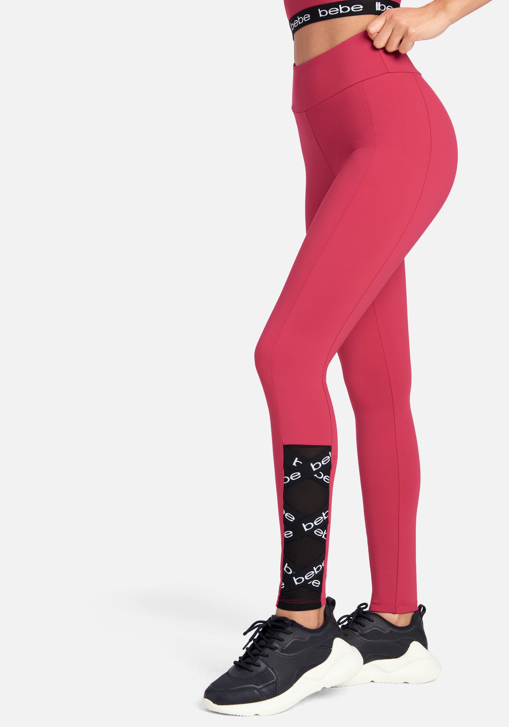  Apparel > Bottoms > Leggings-Bebe Logo Elastic Hem Detail Legging