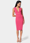 Hidden Back Zipper Cutout Plunging Neck Bodycon Dress