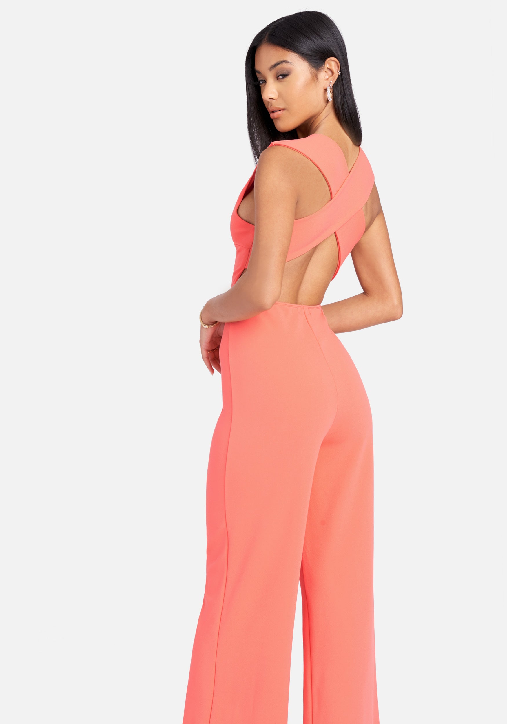  -Cross Back Wide Leg Jumpsuit